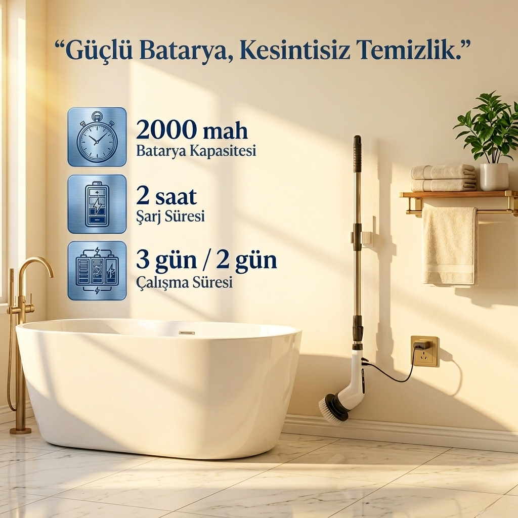 9 Başlıklı Şarjlı Temizlik Fırçası