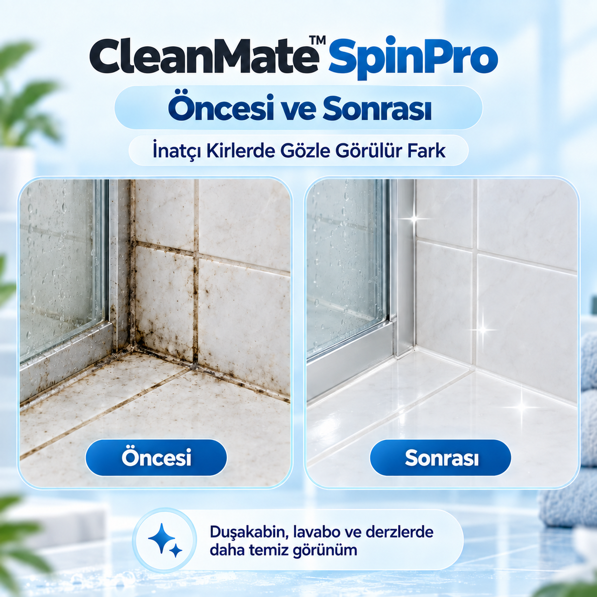 CleanMate™ SpinPro 9 Başlıklı Şarjlı Temizlik Fırçası
