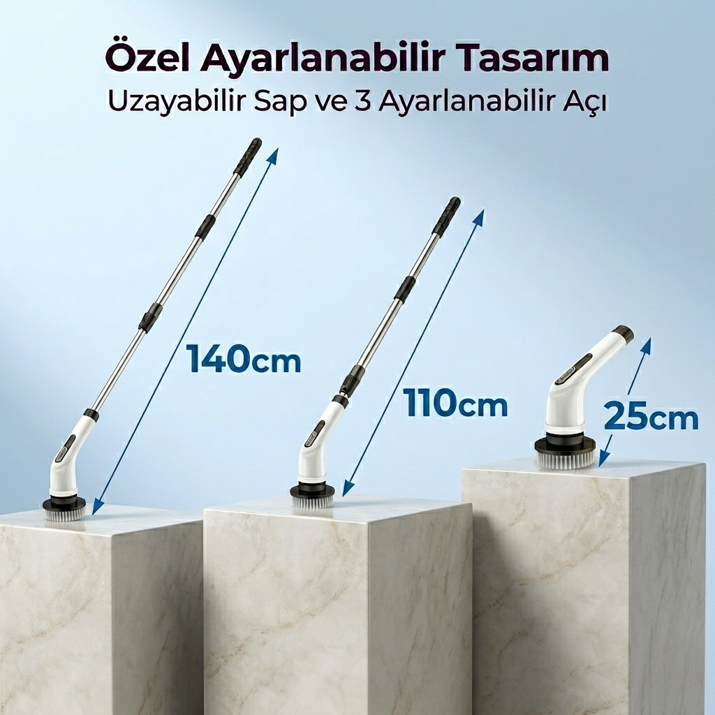 9 Başlıklı Şarjlı Temizlik Fırçası