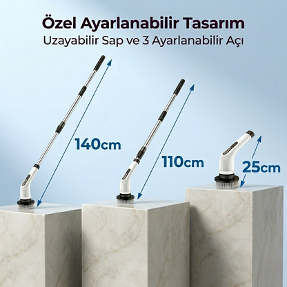 9 Başlıklı Şarjlı Temizlik Fırçası