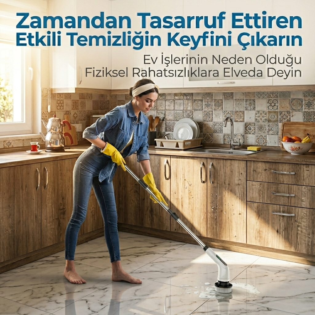 9 Başlıklı Şarjlı Temizlik Fırçası